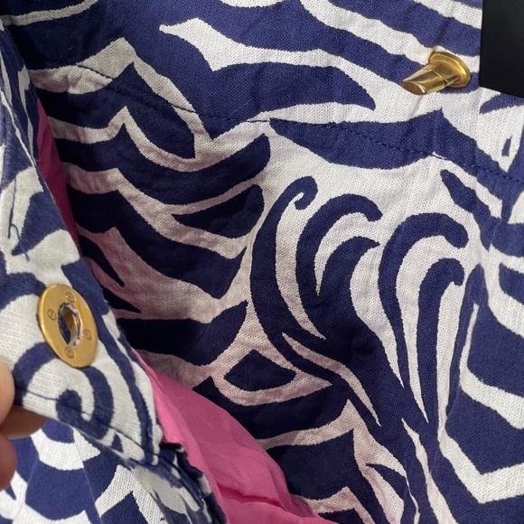 Lilly Pulitzer Maida On The Horizon Bright Navy Jacquard Faux Wrap Mini Skirt - Picture 3 of 8